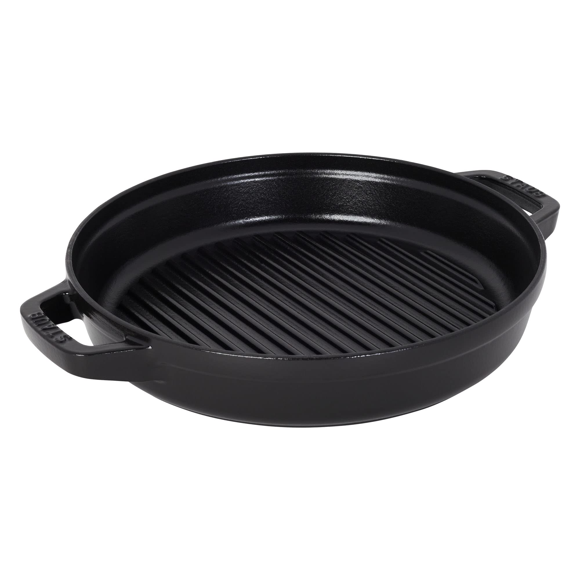 STAUB Cast Iron Set 4-pc, Stackable Space-Saving Cookware Set, Dutch Oven, Skillet, Grill Pan with Universal Lid, Made in France, Matte Black - Image 3