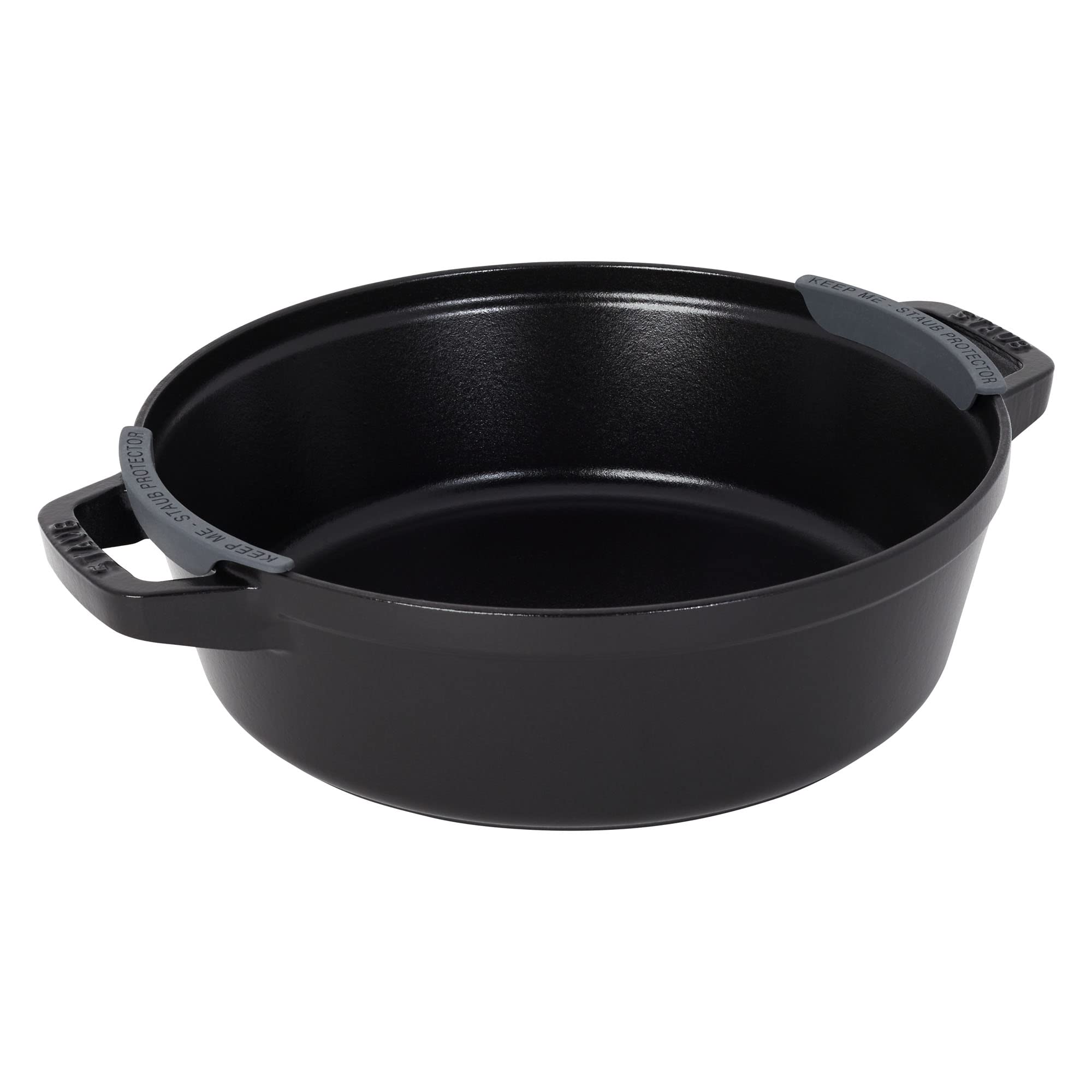STAUB Cast Iron Set 4-pc, Stackable Space-Saving Cookware Set, Dutch Oven, Skillet, Grill Pan with Universal Lid, Made in France, Matte Black - Image 4