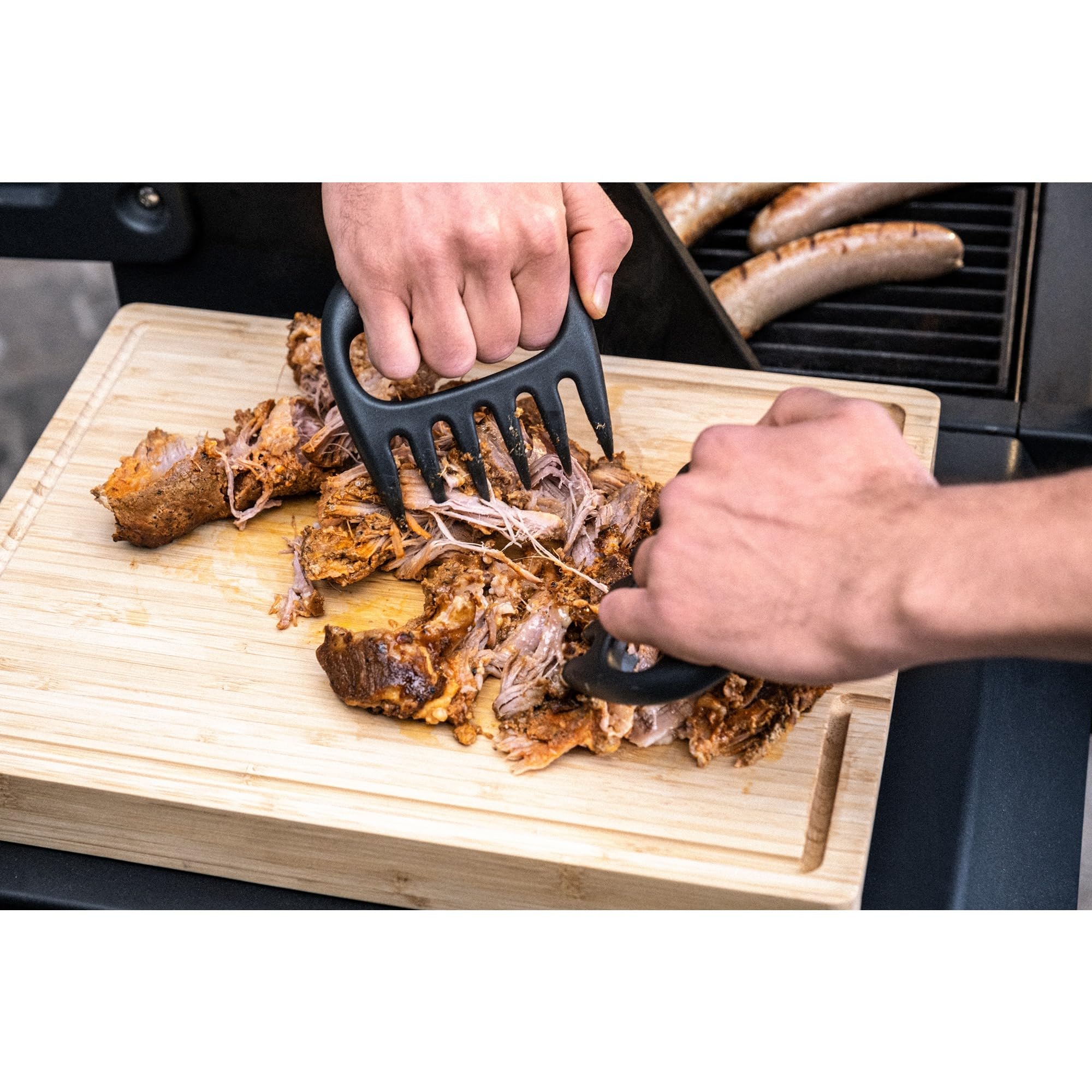 ZWILLING BBQ+ 4-pc Grill Smoker Set, Bamboo Cutting Board (15.5 x 12) with Tray, Smoker Box, Digital Thermometer, Meat Claws - Image 4