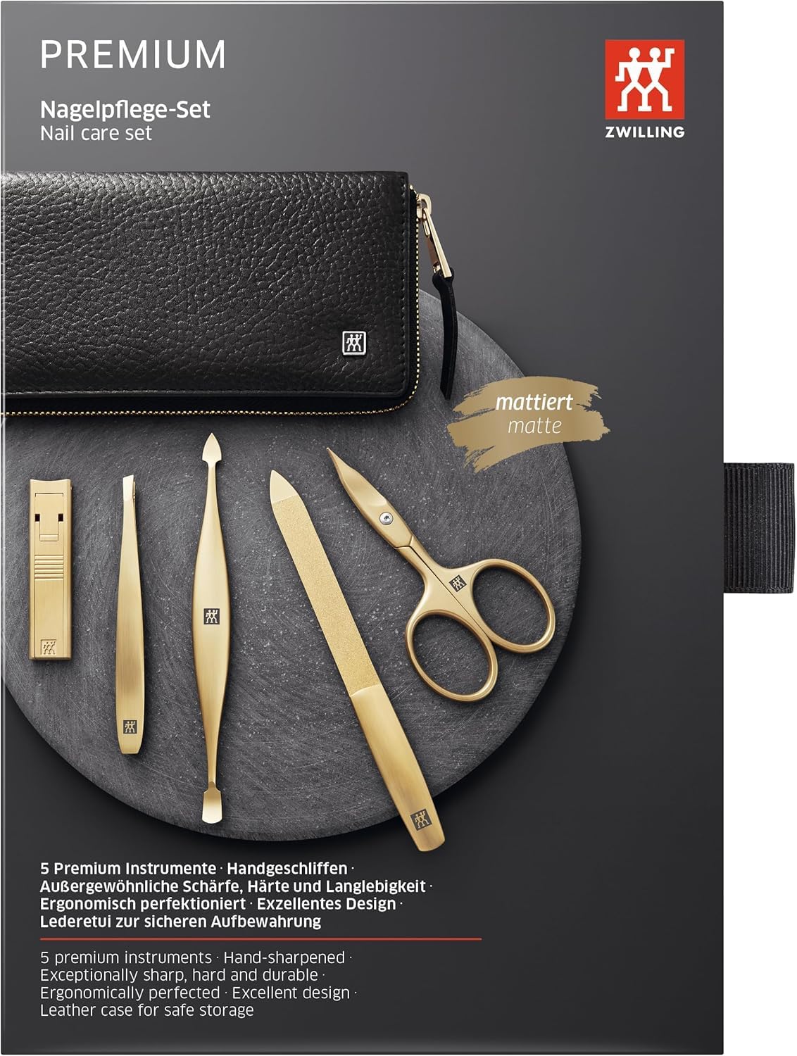 ZWILLING Beauty TWINOX 6-pc Gold Manicure Set with Black Leather Case, Care for hands and feet complete set, Gift set - Image 6