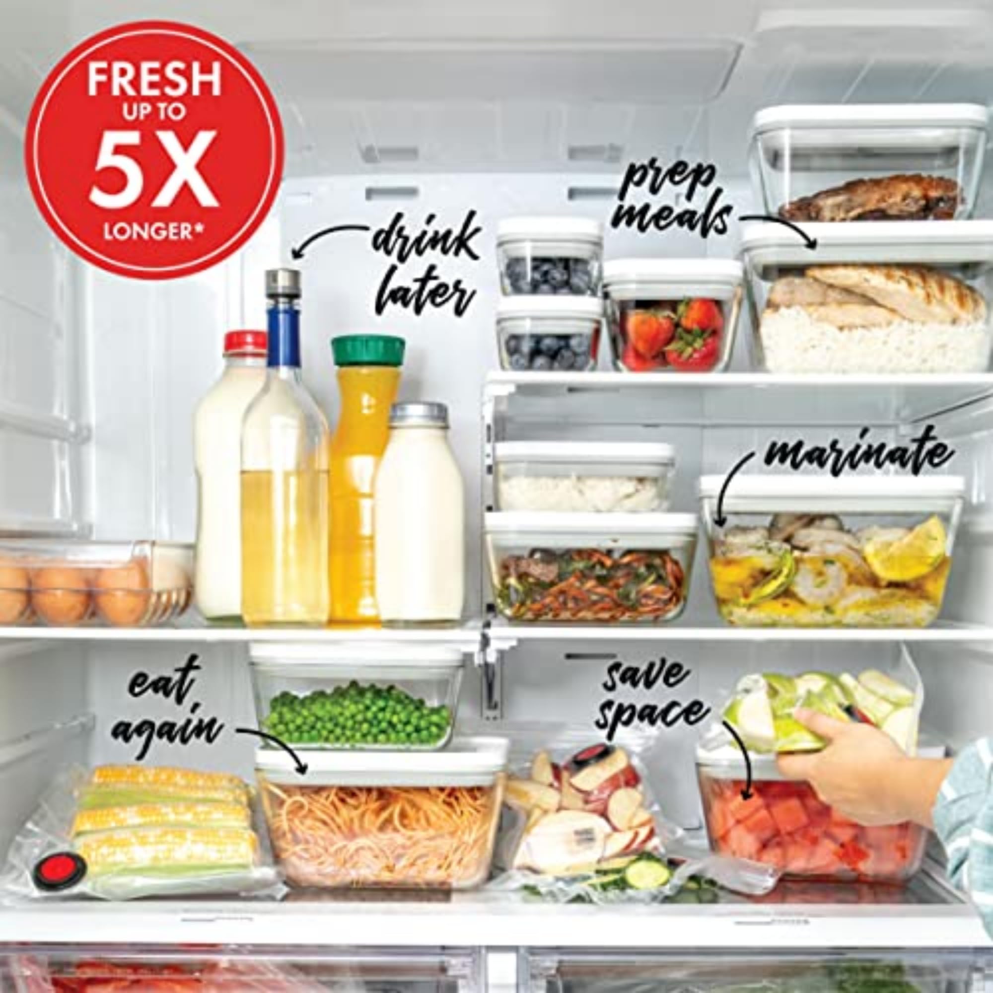 ZWILLING Fresh & Save Vacuum Sealer Machine 6-pc Starter Set, Airtight Food Storage Container, Reusable Sous Vide Bags, Meal Prep, BPA Free - Image 8