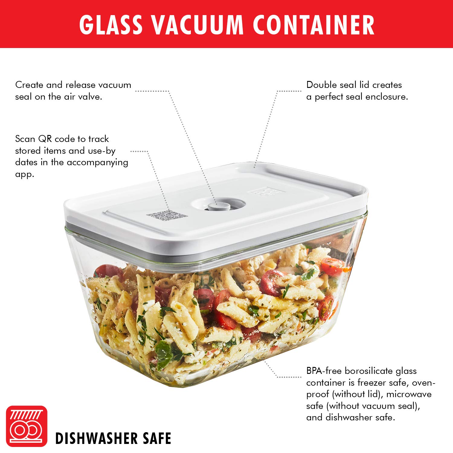 ZWILLING Fresh & Save Vacuum Sealer Machine Starter Set with Airtight Food Storage Container Glass, Sous Vide Bags, Meal Prep - Image 3
