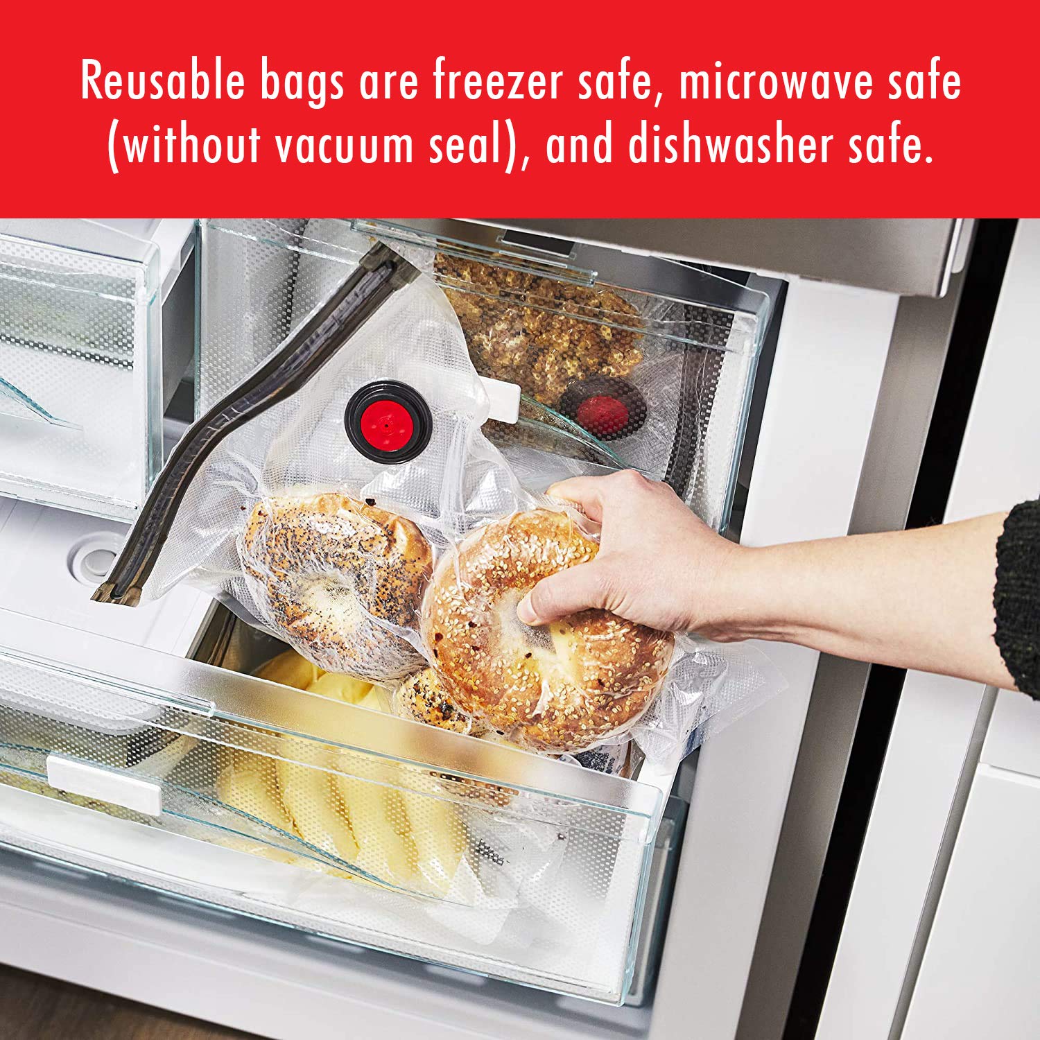 ZWILLING Fresh & Save Vacuum Sealer Machine Starter Set with Airtight Food Storage Container Glass, Sous Vide Bags, Meal Prep - Image 9