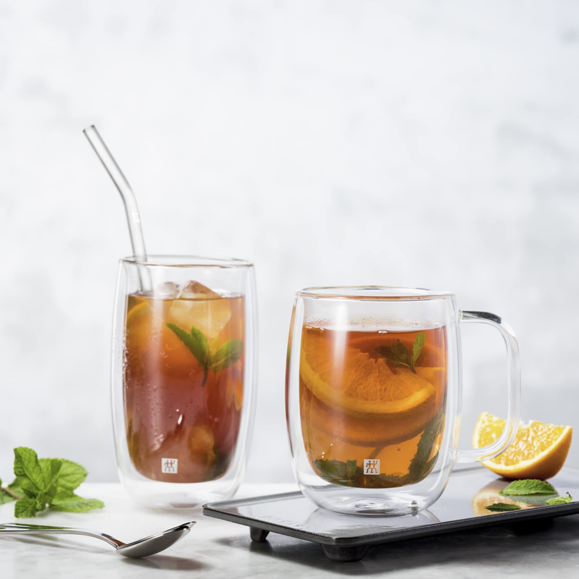 ZWILLING Sorrento 5-pc Bent Glass Straw Set - Clear - Image 4